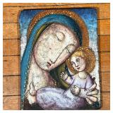 CERAMIC ART TILE  |  Italian, Madonna and child, signed on verso - w. 12 x h. 15 in.