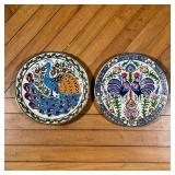 (2pc) GREEK PLATES  |  Greek sculpted pottery plates with hand coloring and gilt highlights, one sho
