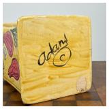 GLAZED POTTERY JAR  |  Lidded kitchen canister, decorated with pears, signed "Adams" on the bottom -