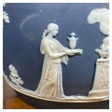 WEDGWOOD BISCUIT JAR  |  Cameo decoration with silverplate hardware - h. 9 in. (over handle)