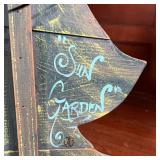 PAINTED WOOD CHRISTMAS TREE  |  Signed on the back, "Sun Garden" - w. 26.5 x h. 47.5 in.
