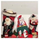 (3pc) CHRISTMAS STOCKINGS  |  Including two stockings with carved figures of Saint Nicholas (largest