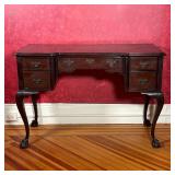 DRESSING TABLE  |  Queen Anne style vanity table, with two banks of drawers centering a single drawe