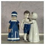 (2pc) DANISH FIGURES  |  Danish porcelain figures, including one of a girl in a blue dress, the othe
