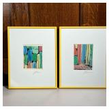 PAIR PASTEL ARTWORKS  |  Uniformly framed, possibly pastel on paper or prints on handmade paper, eac
