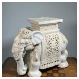 CERAMIC ELEPHANT GARDEN SEAT  |  Chinese reticulated porcelain, the top with bats and Shou character