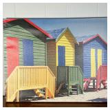 COLORFUL CANVAS PRINT  |   Showing colorful cabanas - w. 20 x h. 16 in.