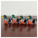 (4pc) DECOY NAPKIN RINGS  |   Cute! Painted wood duck decoy napkin rings, w. 4 1/4 in.