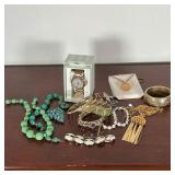 GROUP COSTUME JEWELRY  |   Vintage costume jewelry including necklaces, a watch, a bracelet, pins, e