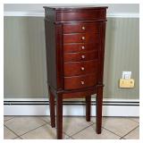 JEWELRY CHEST  |   Tall standing jewelry chest with 6 drawers and lift top mirrored lid, also with j