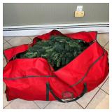CHRISTMAS TREE IN BAG  |  Faux Christmas tree in a red carrying bag, with lights - l. 50 in. (bag)