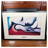 PICASSO POSTER  | "The Rest" by Picasso in a black frame - w. 38 x h. 26 in.