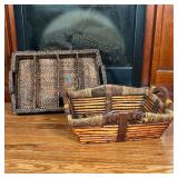 (2pc) BASKET TRAYS  | Including a cutlery basket with four sections and a handled basket tray - l. 1