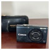 (3pc) EARLY CAMERAS  | Early digital cameras including a Canon PowerShot with box, Vivitar video cam