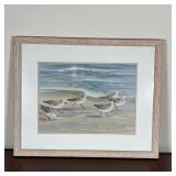SHORE BIRDS PRINT  | Print of a watercolor painting by Jacqueline Penney, showing birds on a beach