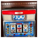 ELECO TACO SLOT MACHINE  | No. 084949, with a collection of game tokens, many Japanese, key present 