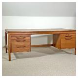 JENS RISOM EXECUTIVE DESK  |  With two banks of drawers and a central support beam, no plaque or sig