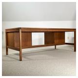 JENS RISOM EXECUTIVE DESK  |  With two banks of drawers and a central support beam, no plaque or sig