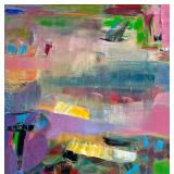 BEVERLY BRODSKY (American, 20th C.)  |  Sunset Oil on canvas Abstraction in colors Signed on verso a