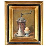GUERINO ANGELI (b. 1926)  |   Tabletop Still Life showing an egg cup, pepper grinder, and funnel Sig