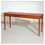 THOMAS MOSER SIDE TABLE  | C. 1990, solid wood, with confirming glass top, signed by maker and dated