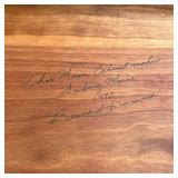 THOMAS MOSER SIDE TABLE  | C. 1990, solid wood, with confirming glass top, signed by maker and dated