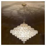 SCHONBEK "BARONET" CHANDELIER  |   French Mid-Century modern Swarovski crystal drop chandelier havin
