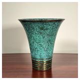 CARL SORENSEN VERDIGRIS BRONZE VASE  |   Spun bronze with applied verdigris finish, signed on base a