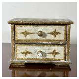 FLORENTIA JEWELRY CHEST | Italy, beautiful small size, having two drawers, with carved, painted, and