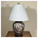 ENAMELED PORCELAIN LAMP  |   Japanese style vase base depicting birds and flowers - h. 33 x dia. 20 
