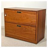 Attr. RISOM WALNUT FILING CABINET | Attributed to Jens Risom, having two full width drawers locking 
