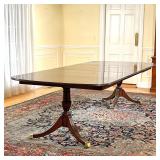 KINDEL FLAME MAHOGANY DINING TABLE  |   "Oxford" double pedestal dining table, with beautiful highly