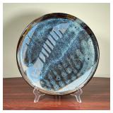 ART POTTERY PLATE  |   Decorative glazed plate with abstract design, No apparent signature - dia. 11