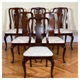 (8pc) KINDEL FURNITURE QUEEN ANNE CHAIRS  |   six side chairs - having carved crestrails, urn form s