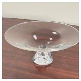 STEUBEN GLASS COMPOTE  |   Pedestal bowl with heavy bottom, signed on the bottom - h. 4.5 x dia. 10.