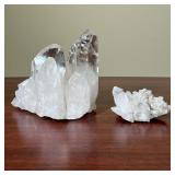 (2pc) GEODES  |   Two raw crystals. One appearing to have a pink tint, the other one clear - h. 4 1/