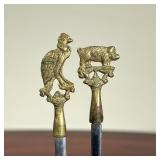(2pc) PAIR LETTER OPENERS  |   Animal topped inoxidable letter openers - h. 11 in.