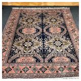 GEOMETRIC CARPET  |   Having six medallions on a blue field in a salmon border with cross devices - 