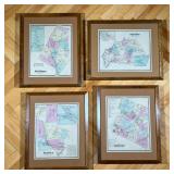 (4pc) CONNECTICUT MAPS  |  Uniformly framed including map of Lebanon, Sprague, Preston, and Franklin