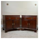 (2pc) PAIR BAKER NIGHTSTANDS  | Bedside tables, each with a single drawer over a double cabinet door