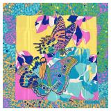 DIOR SILK SCARF  | Christian Dior 100% silk scarf with colorful butterfly pattern - l. 30 x w. 30 in