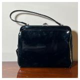 BLACK PATENT HANDBAG  | Socialites by Theodor California black patent leather purse - l. 9.5 x h. 7.