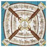 HERMES LEDOUX SCARF  | "Les Allures de Cheval" 100% silk scarf - w. 34.5 x h. 34.5 in.