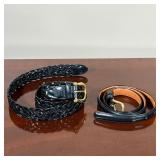 (2pc) COACH LEATHER BELTS  | Womens coach belts, Including a size large black braided leather belt n