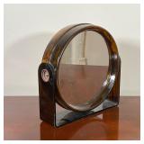 ACRYLIC VANITY MIRROR  | Faux tortoiseshell brown acrylic, with magnifying mirror and regular mirror
