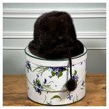 VINTAGE BONWIT TELLER HAT  | Brown fur hat with tassel - h. 10 x dia. 12 in. (box)