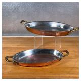 (2pc) CUISINART COPPER BAKEWARE  | Two oval baking dishes with candles, Birthmarked on the bottom Cu