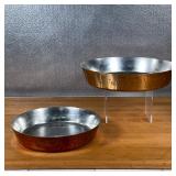 (2pc) COPPER BAKEWARE  | Round copper baking trays, hammered, no apparent makers mark on either, lik