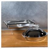 (2pc) CUISINART PANS  | Including a Pennsylvania Dutch roasting pan and a handled baking pan, stainl