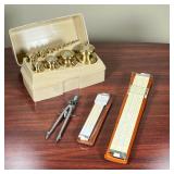 WEIGHTS & DRAFTING TOOLS  | Including a OHAUS set of balance beam gram weights, and a few drafting t